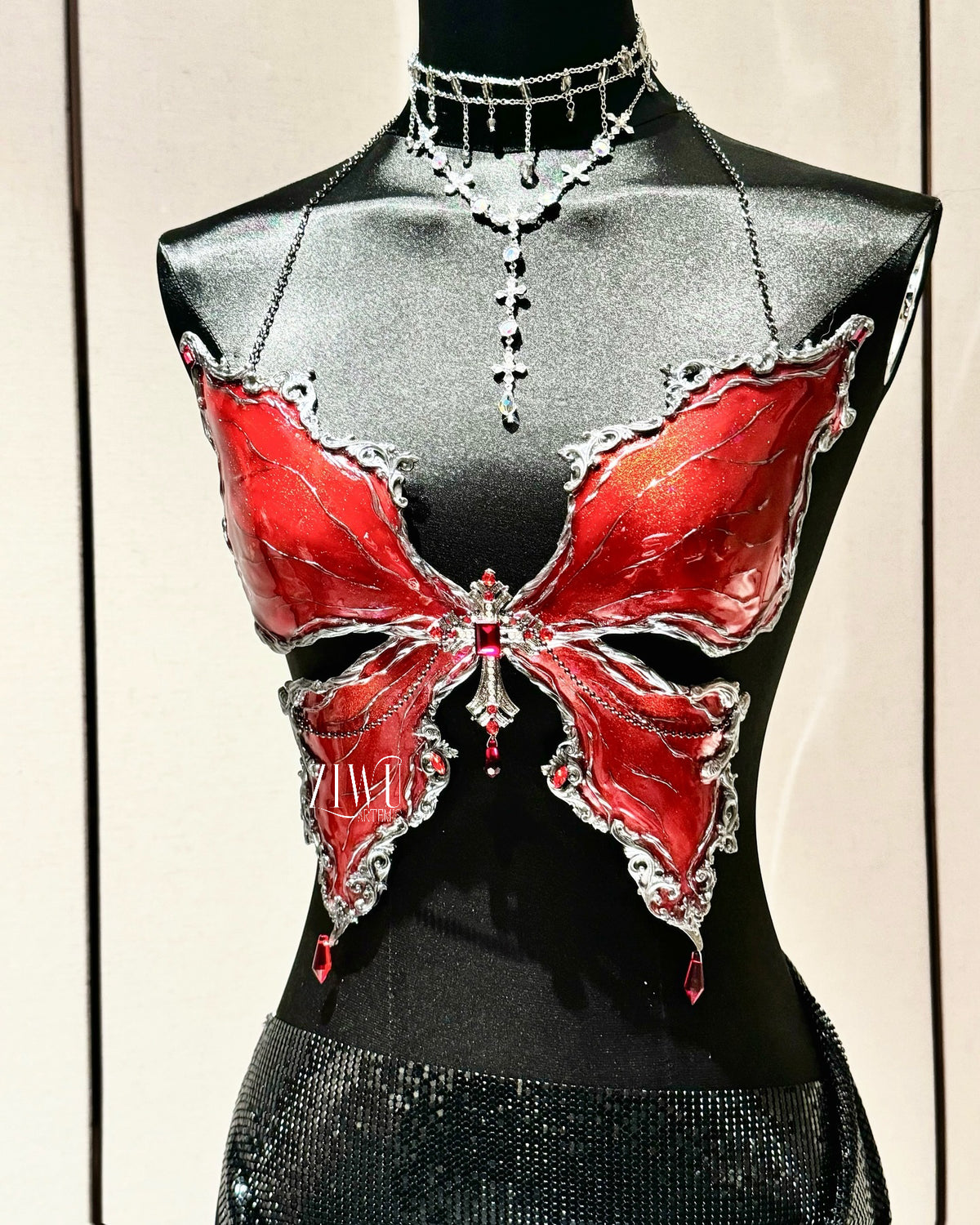 ZIWU ARTEMIS CRIMSON VALKYRIE BUTTERFLY RESIN TOP COSTUME PATENT-PROTECTED