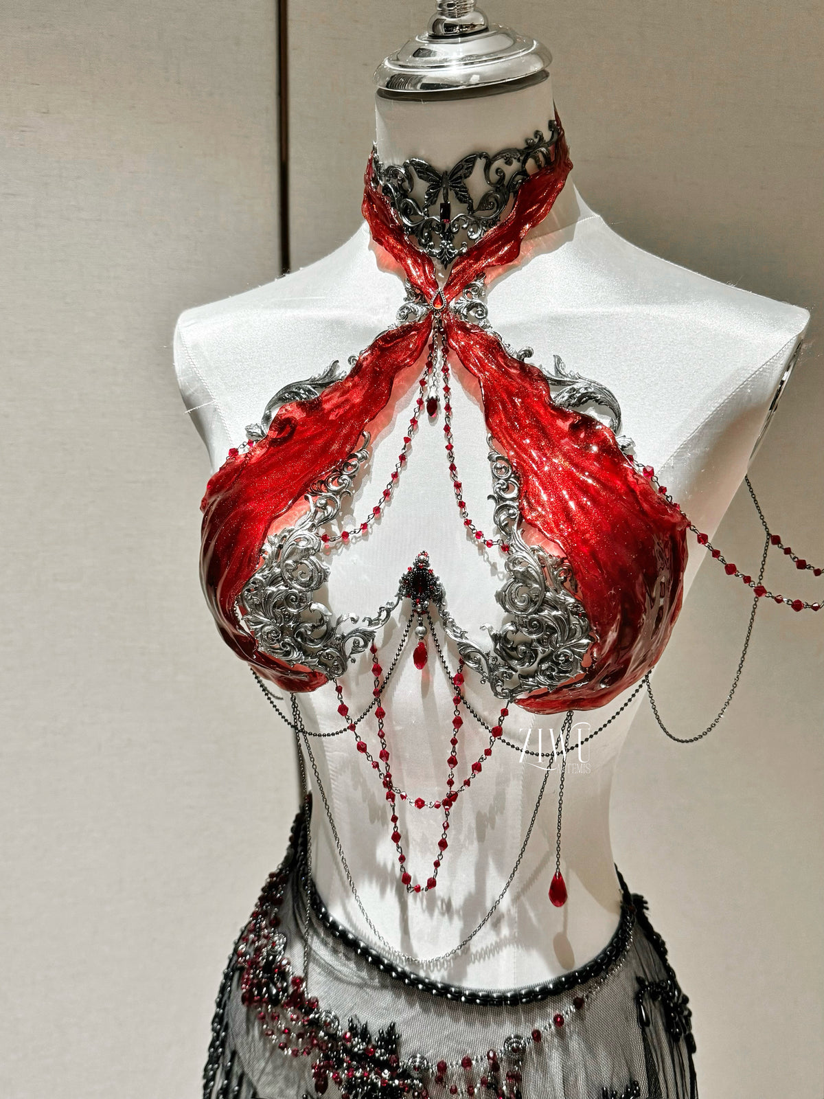 ZIWU ARTEMIS RED COLOR WOODLAND FAIRY RESIN PORCELAIN CORSET BRA TOP COSPLAY COSTUME PATENT-PROTECTED