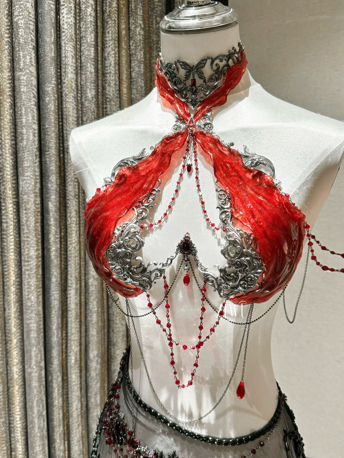 ZIWU ARTEMIS RED COLOR WOODLAND FAIRY RESIN PORCELAIN CORSET BRA TOP COSPLAY COSTUME PATENT-PROTECTED