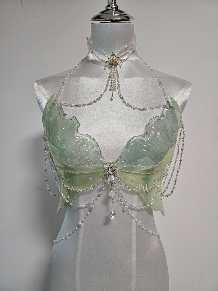 ZIWU ARTEMIS LIGHT GREEN PEARLESCENT JELLYFISH RESIN TOP COSTUME PATENT-PROTECTED