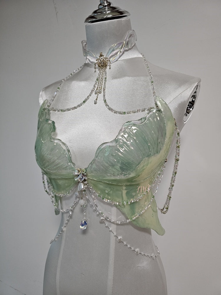 ZIWU ARTEMIS LIGHT GREEN PEARLESCENT JELLYFISH RESIN TOP COSTUME PATENT-PROTECTED