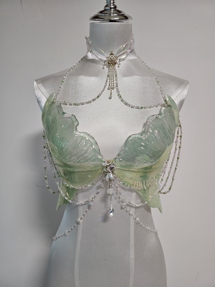 ZIWU ARTEMIS LIGHT GREEN PEARLESCENT JELLYFISH RESIN TOP COSTUME PATENT-PROTECTED
