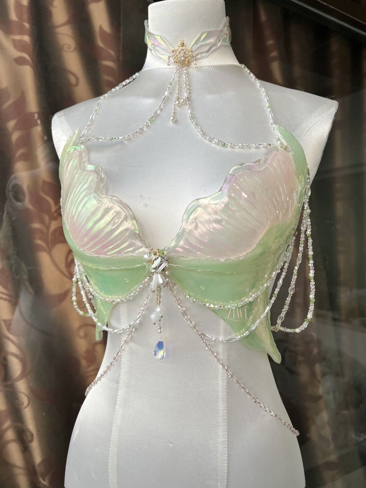 ZIWU ARTEMIS LIGHT GREEN PINK PEARLESCENT JELLYFISH RESIN TOP COSTUME PATENT-PROTECTED