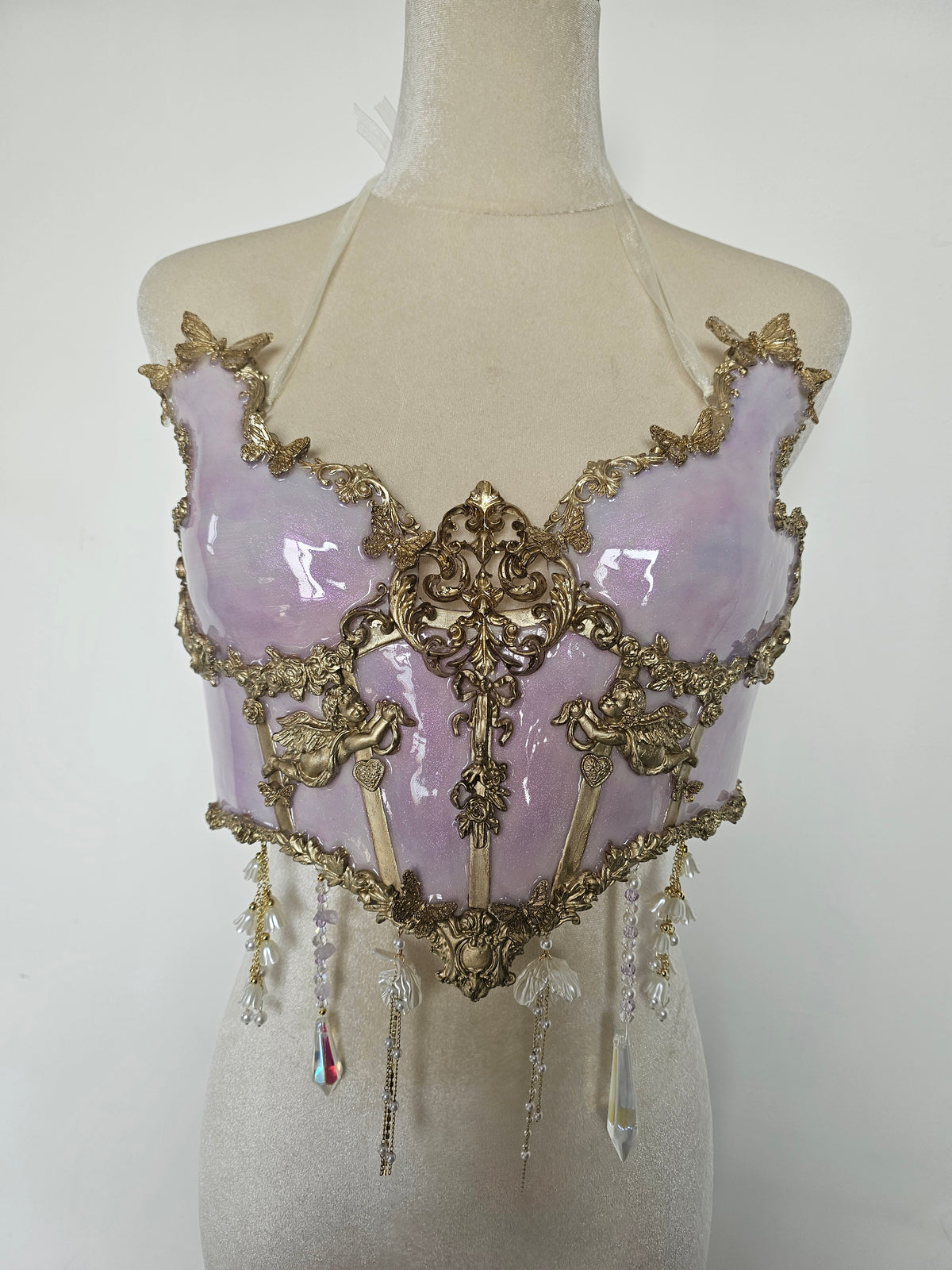 ZIWU ARTEMIS LIGHT PURPLE GOLDEN EDGES MARBLE RESIN TOP COSTUME PATENT-PROTECTED