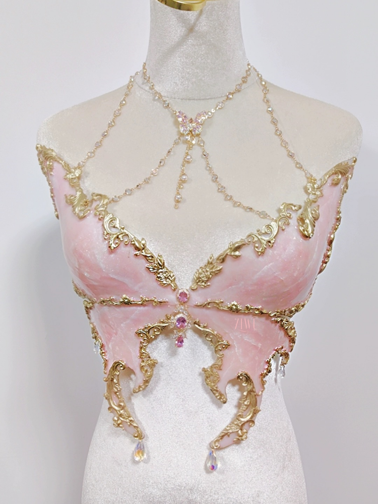 ZIWU ARTEMIS LIGHT PINK COLOR LUNA MOTH RESIN TOP COSTUME PATENT-PROTECTED