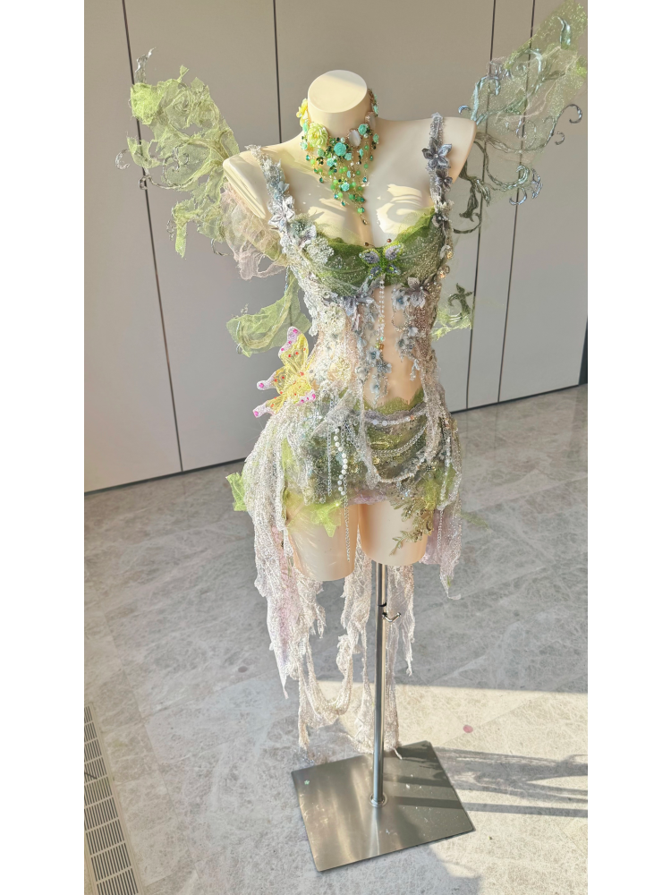 ZIWU ARTEMIS OPALINE MOSS WALTZ EMPRESS DRESS ENSEMBLE COSTUME PATENT-PROTECTED