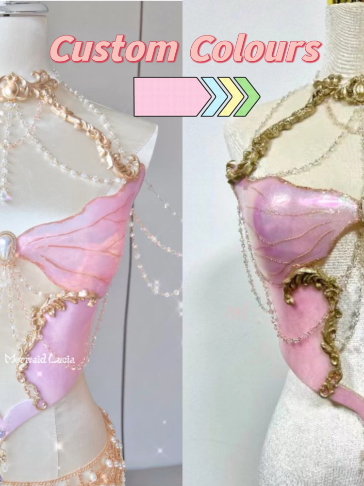 ZIWU ARTEMIS PINK GREEN BLOSSOM SILVER EDGES LOVE RESIN TOP COSTUME PATENT-PROTECTED
