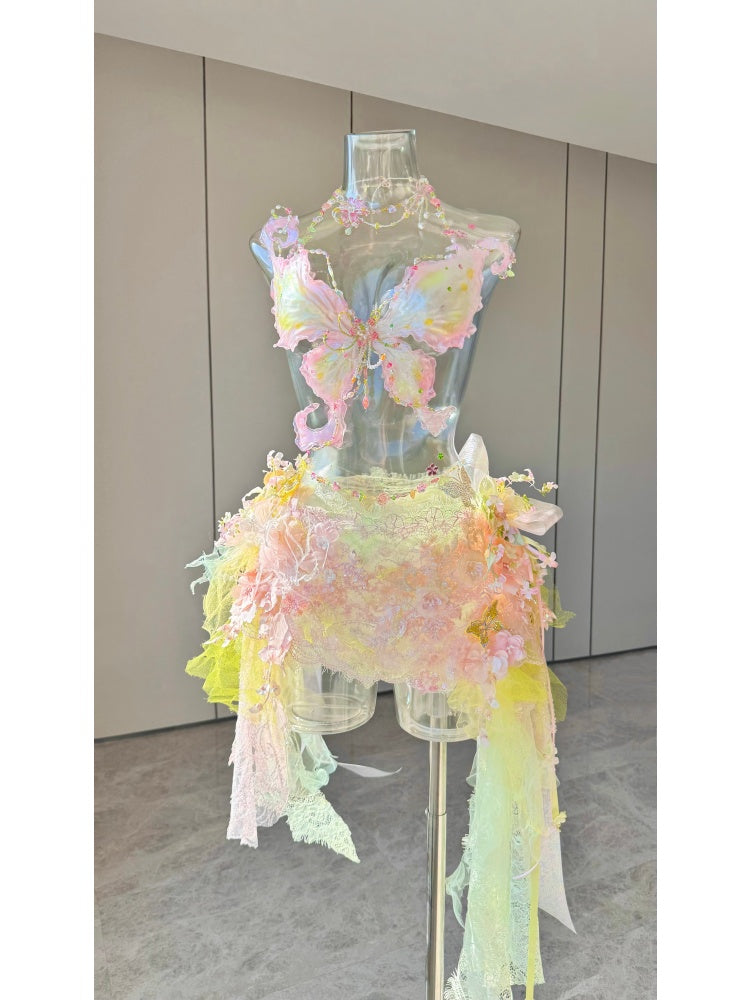 ZIWU ARTEMIS PASTEL BLOSSOM BUTTERFLY RESIN TOP COSTUME PATENT-PROTECTED