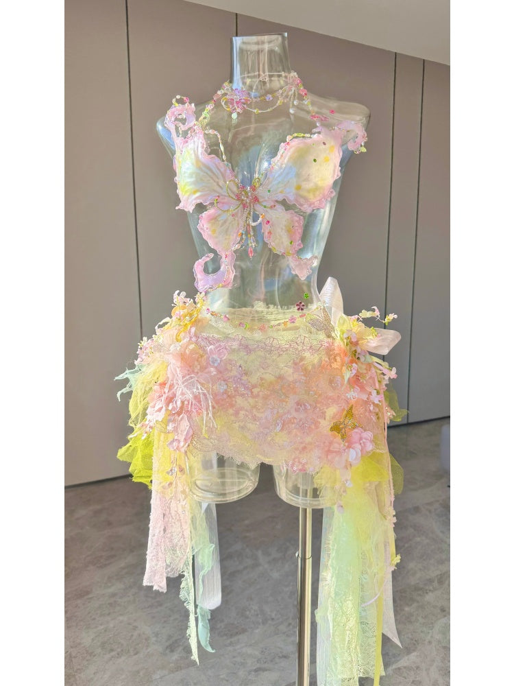 ZIWU ARTEMIS PASTEL BLOSSOM BUTTERFLY RESIN TOP COSTUME PATENT-PROTECTED