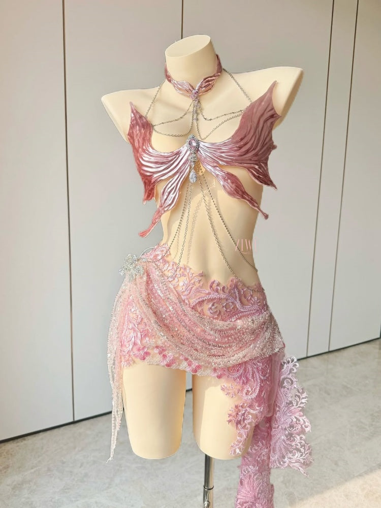 ZIWU ARTEMIS PINK SHIMMERING ANGEL WINGS RESIN TOP COSTUME PATENT-PROTECTED
