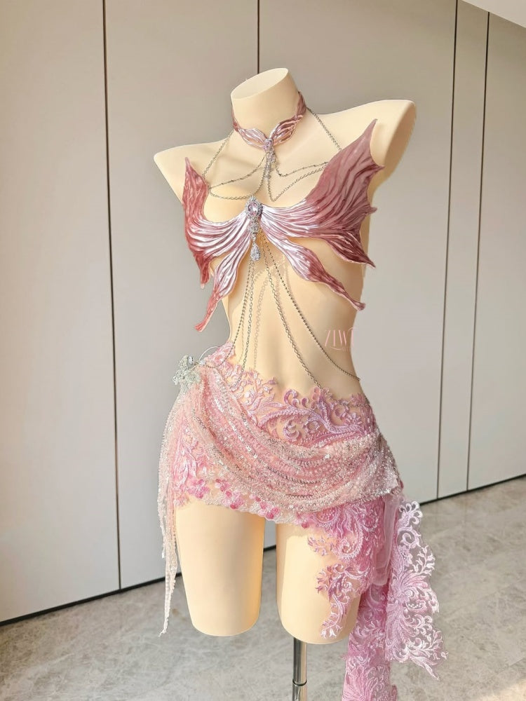 ZIWU ARTEMIS PINK SHIMMERING ANGEL WINGS RESIN TOP COSTUME PATENT-PROTECTED