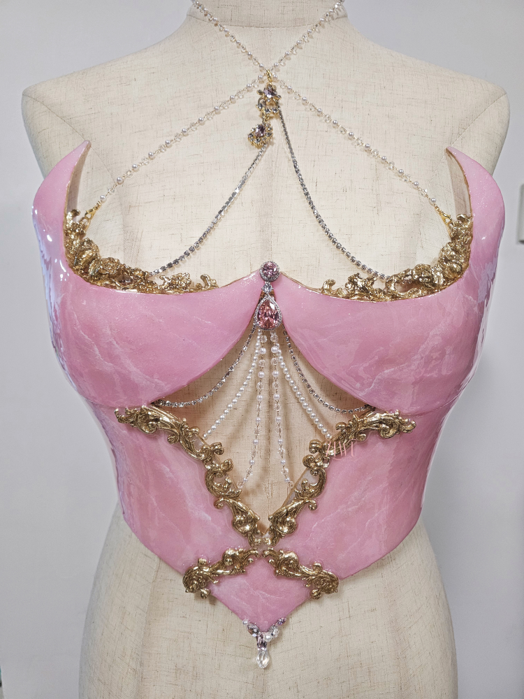 ZIWU ARTEMIS PINK ROSE GOTHIC BLOOD RESIN TOP COSTUME PATENT-PROTECTED