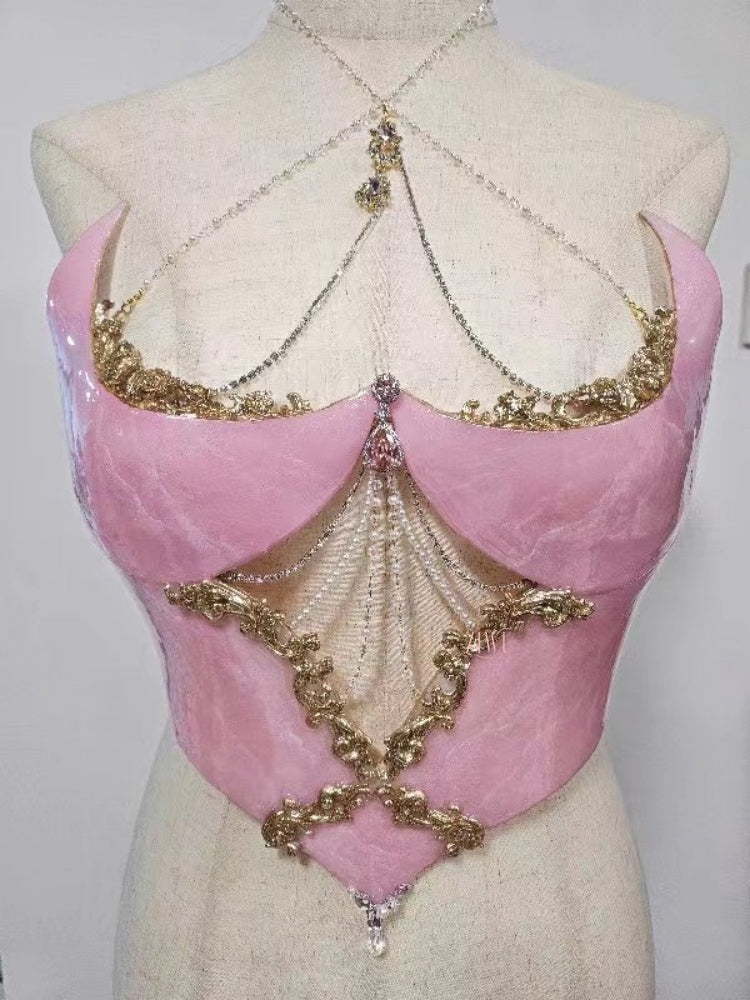 ZIWU ARTEMIS PINK ROSE GOTHIC BLOOD RESIN TOP COSTUME PATENT-PROTECTED