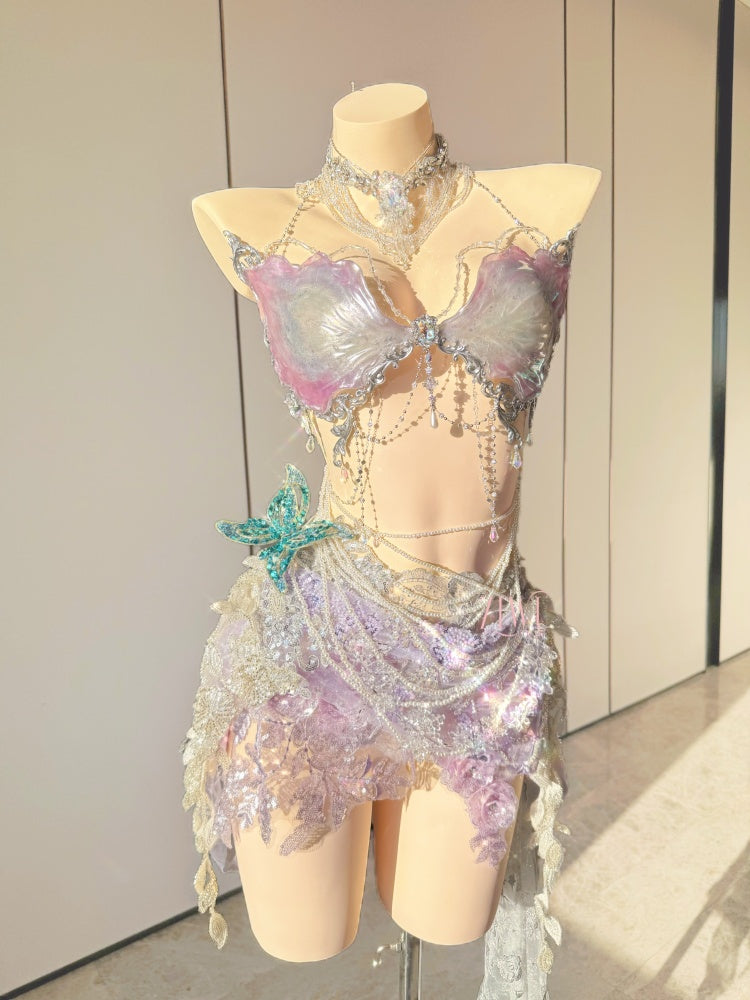 ZIWU ARTEMIS PINK SILVER GLITTER DREAMWOOD FAIRY RESIN TOP COSTUME PATENT-PROTECTED