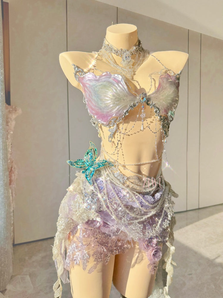 ZIWU ARTEMIS PINK SILVER GLITTER DREAMWOOD FAIRY RESIN TOP COSTUME PATENT-PROTECTED