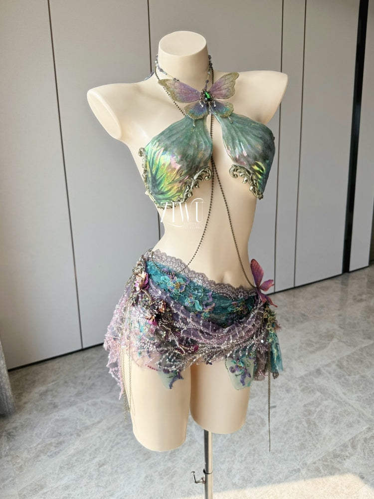 ZIWU ARTEMIS RAINBOW SCALED BUTTERFLY RESIN TOP COSTUME PATENT-PROTECTED