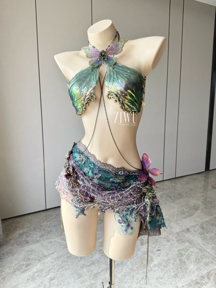 ZIWU ARTEMIS RAINBOW SCALED BUTTERFLY RESIN TOP COSTUME PATENT-PROTECTED