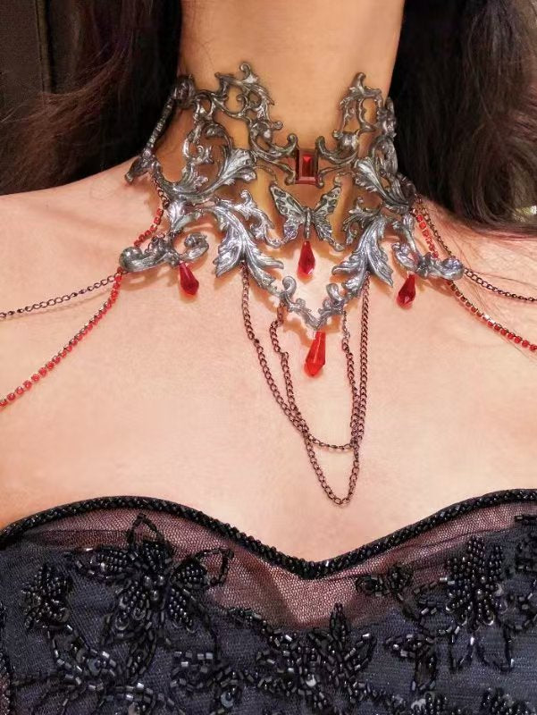 ZIWU ARTEMIS RED CRYSTAL SHOULDER CHOKER RESIN TOP COSTUME PATENT-PROTECTED