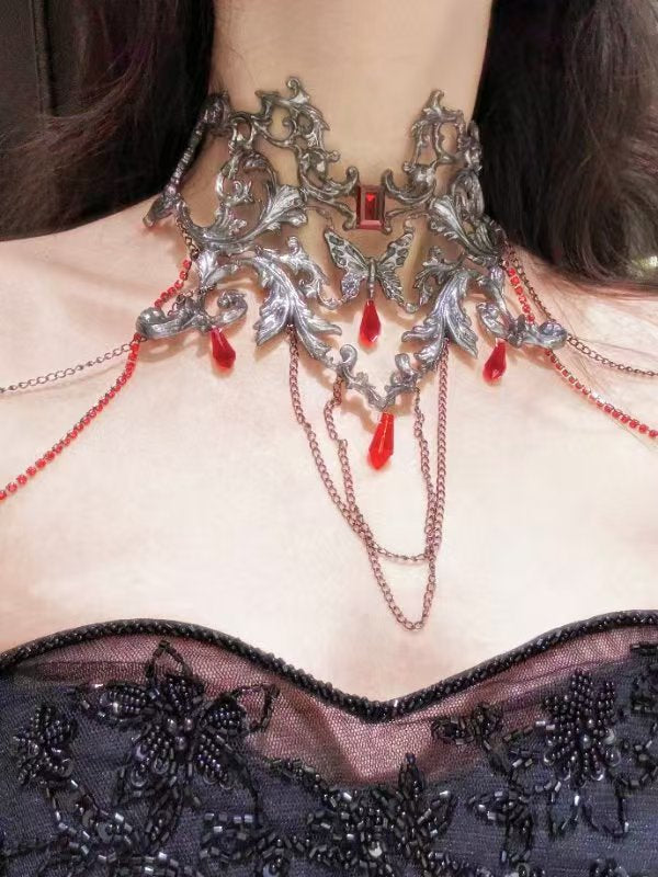 ZIWU ARTEMIS RED CRYSTAL SHOULDER CHOKER RESIN TOP COSTUME PATENT-PROTECTED