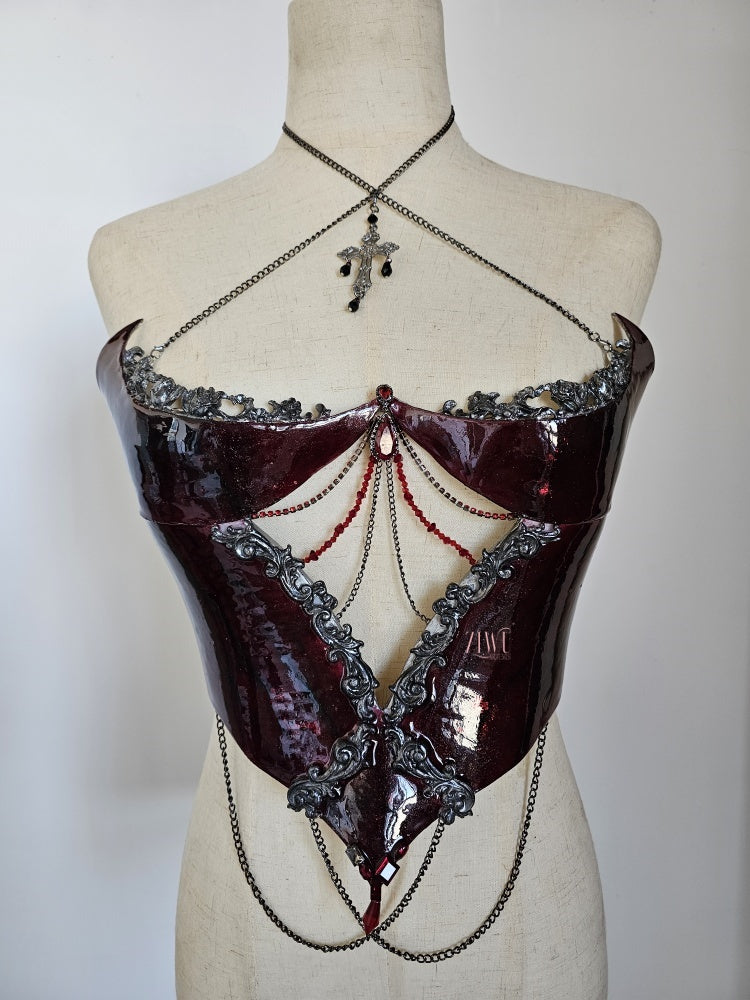 ZIWU ARTEMIS RED GREY ROSE GOTHIC BLOOD RESIN TOP COSTUME PATENT-PROTECTED