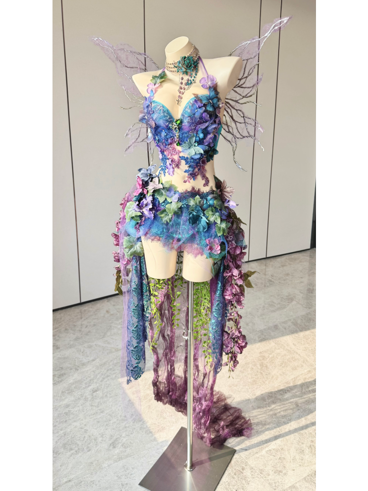 ZIWU ARTEMIS SAPPHIRE BUTTERFLY BLOOM EMPRESS DRESS ENSEMBLE COSTUME PATENT-PROTECTED