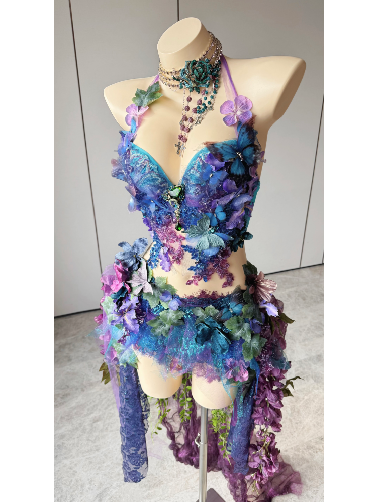 ZIWU ARTEMIS SAPPHIRE BUTTERFLY BLOOM EMPRESS DRESS ENSEMBLE COSTUME PATENT-PROTECTED