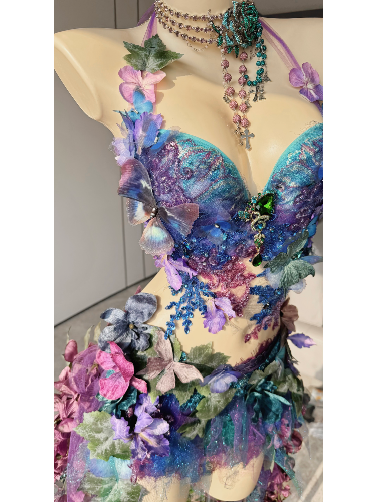 ZIWU ARTEMIS SAPPHIRE BUTTERFLY BLOOM EMPRESS DRESS ENSEMBLE COSTUME PATENT-PROTECTED