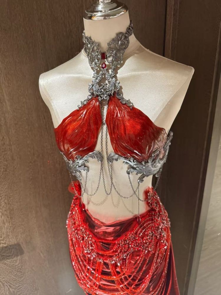 ZIWU ARTEMIS SCARLET BLOOD GLAMOUR RESIN TOP COSTUME PATENT-PROTECTED