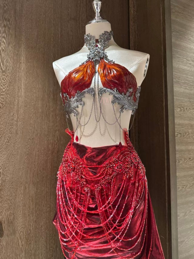 ZIWU ARTEMIS SCARLET BLOOD GLAMOUR RESIN TOP COSTUME PATENT-PROTECTED
