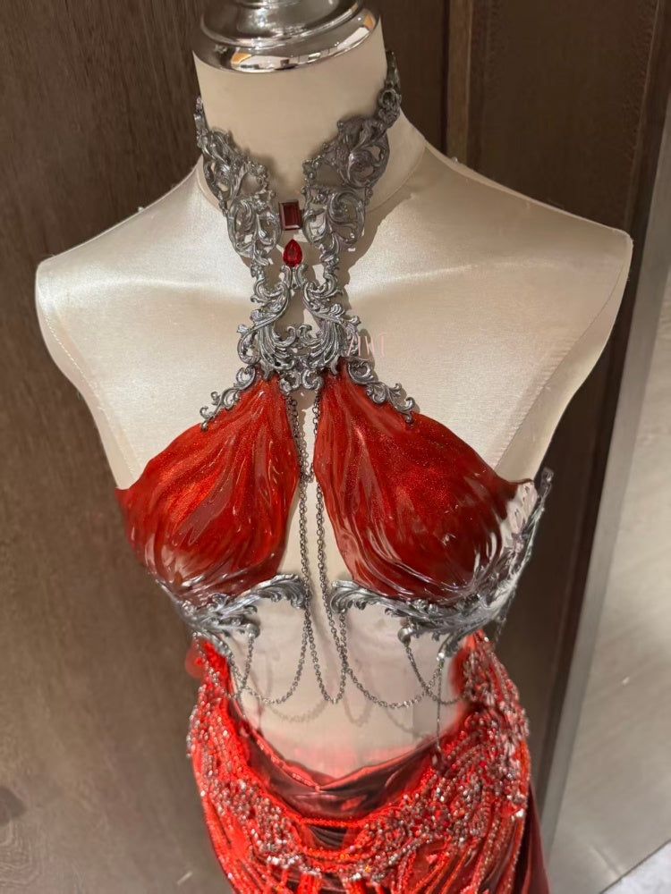 ZIWU ARTEMIS SCARLET BLOOD GLAMOUR RESIN TOP COSTUME PATENT-PROTECTED