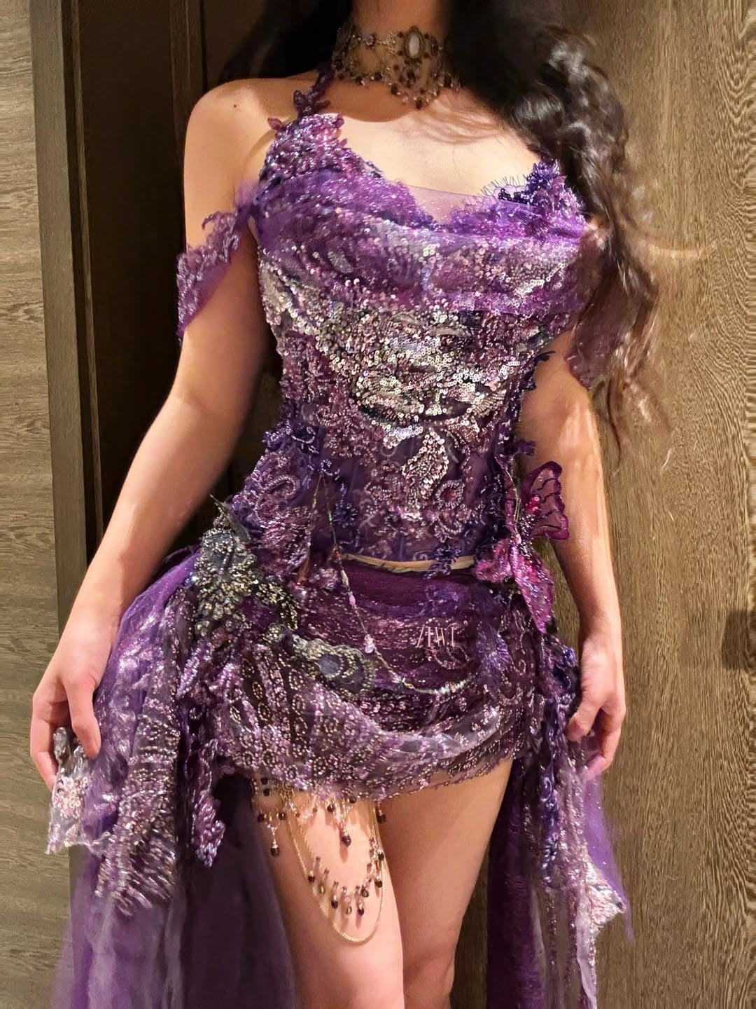 ZIWU ARTEMIS VIOLET BUTTERFLY LACE GLEAM ENSEMBLE COSTUME PATENT-PROTECTED