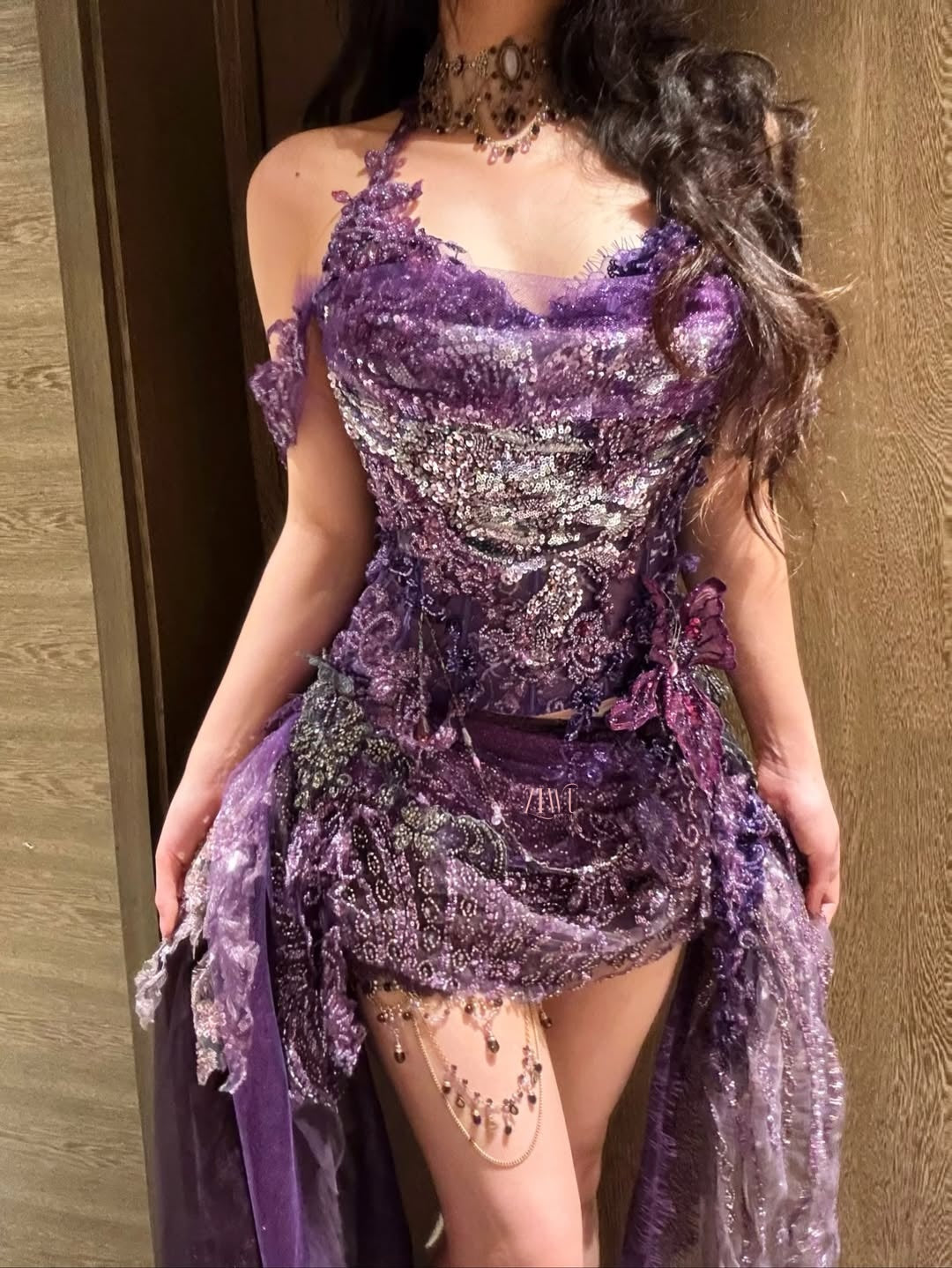 ZIWU ARTEMIS VIOLET BUTTERFLY LACE GLEAM ENSEMBLE COSTUME PATENT-PROTECTED