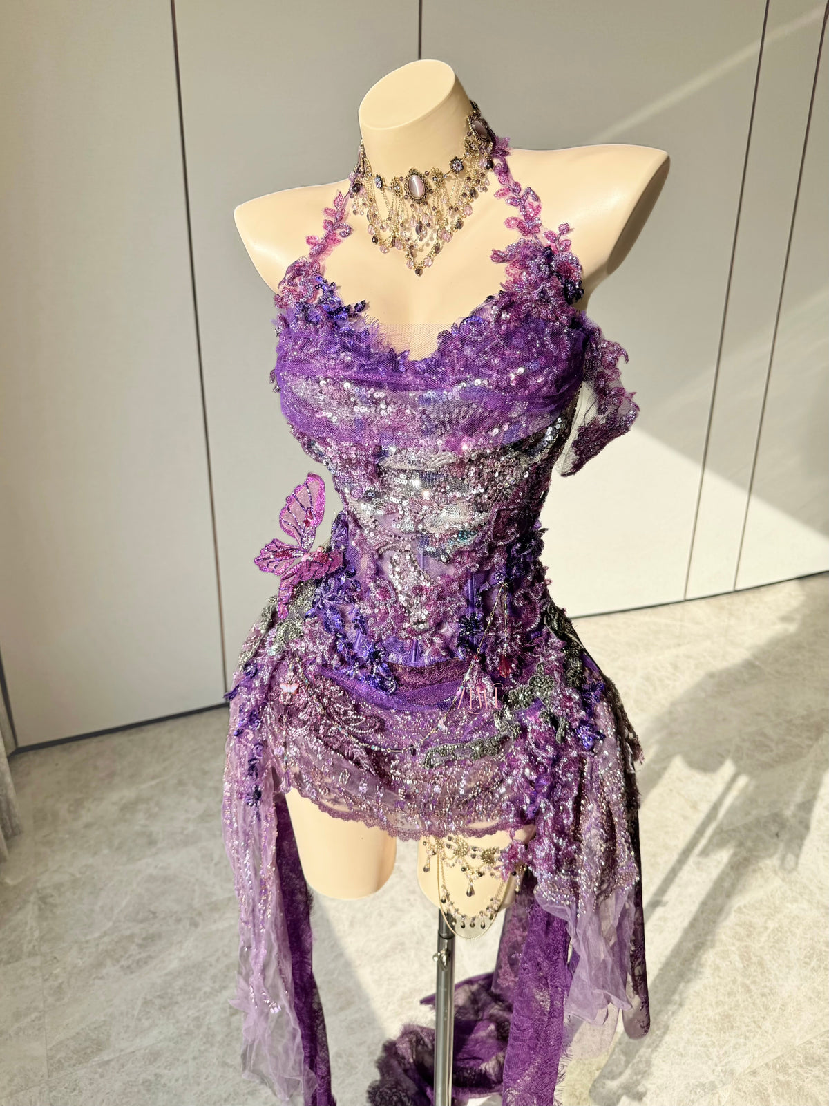ZIWU ARTEMIS VIOLET BUTTERFLY LACE GLEAM ENSEMBLE COSTUME PATENT-PROTECTED