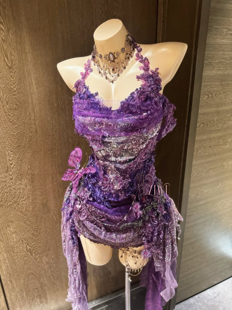 ZIWU ARTEMIS VIOLET LACE ENCHANTMENT ENSEMBLE  COSTUME PATENT-PROTECTED
