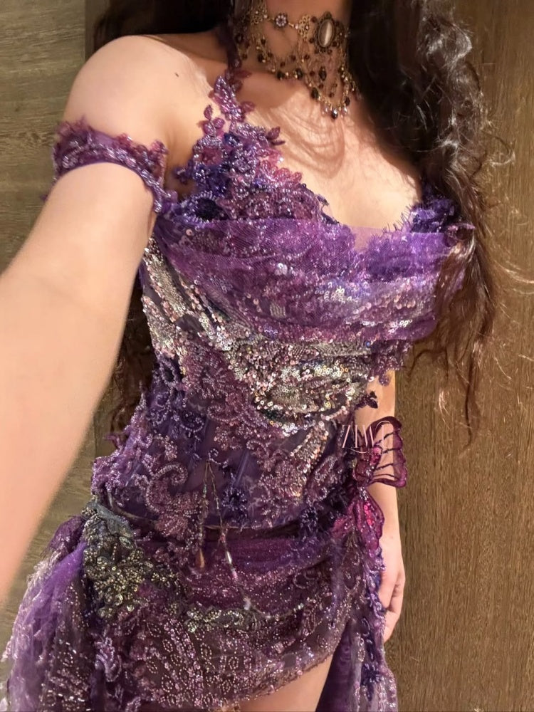 ZIWU ARTEMIS VIOLET LACE ENCHANTMENT ENSEMBLE  COSTUME PATENT-PROTECTED